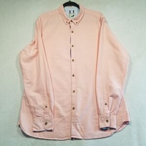Colours Alexander Julian Mens Shirt XL Peach/Pink Organic Cotton Button Down